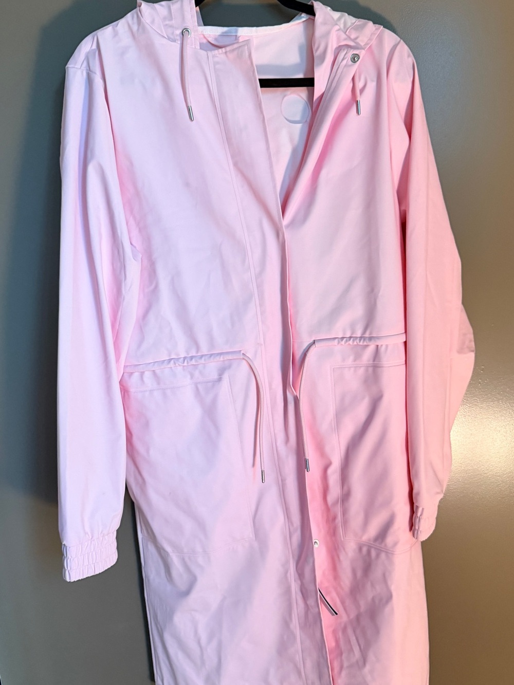 Rains Pale Pink Hooded Trench Coat